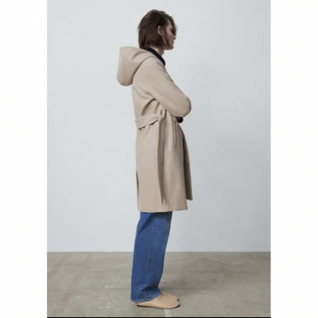 ZARA - 新品 ZARA ザラ ベルト付きフード付きコート ベージュ XL ZARA - 新品 ZARA ザラ ベルト付きフード付きコート ベージュ XL