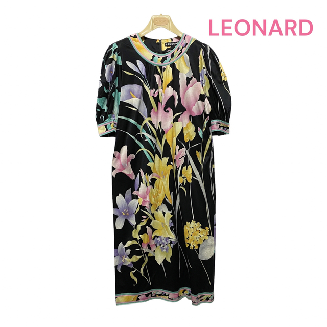 LEONARD - ○レオナール LEONARD/ロングワンピース/花柄/総柄/ブラック