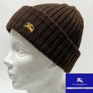 バーバリー(BURBERRY)の【超美品】BURBERRYバーバリーナイトライダーロゴ刺繍ニットキャップ男女兼用(ニット帽/ビーニー)