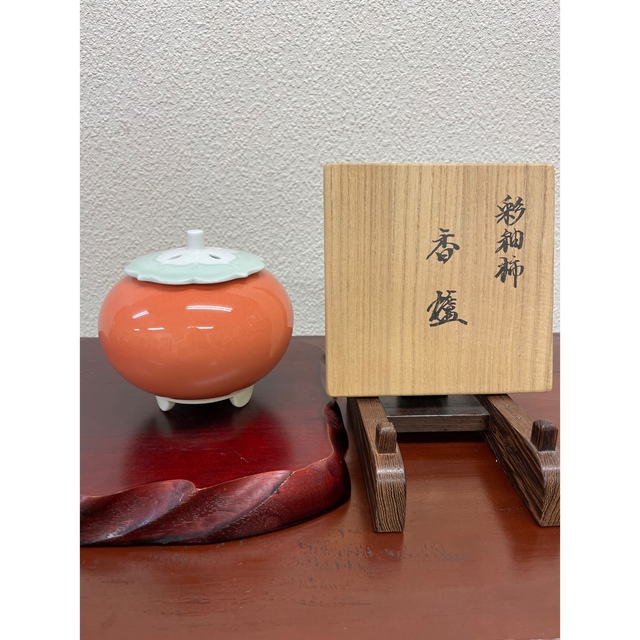 激安ブランド 人間国宝『井上萬二』最上位作 本物保証 共箱 彩釉柿香炉