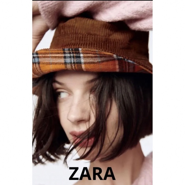 ZARA(ザラ)の新品 ZARA ザラ リバーシブル仕様バケットハット ブラウン 茶 タグ付き レディースの帽子(ハット)の商品写真