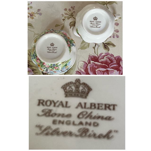 ROYAL ALBERT(ロイヤルアルバート)の【レア美品】ロイヤルアルバート★シルバーバーチ★シュガー＆クリーマー インテリア/住まい/日用品のキッチン/食器(食器)の商品写真