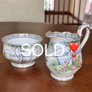 ロイヤルアルバート(ROYAL ALBERT)の【レア美品】ロイヤルアルバート★シルバーバーチ★シュガー＆クリーマー(食器)