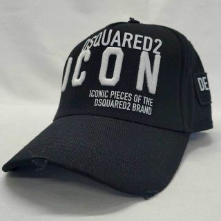 ディースクエアード(DSQUARED2)のディースクエアード ICON アイコン ベースボール キャップ ブラック/ホワイト S82BC0290 メンズ ダメージ加工 帽子(その他)