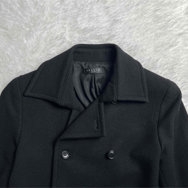 新到着 【美品】theory セオリー Pコート 黒 ブラック Sサイズ 美形