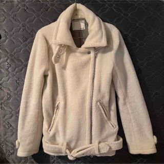 マウジー(moussy)のmoussy ボアライダースジャケット　ホワイト　白(ライダースジャケット)