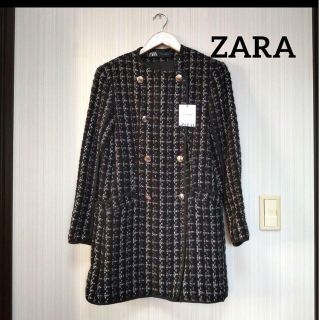 ザラ(ZARA)のZARA ノーカラーコート テクスチャー コート ノーカラージャケット(ノーカラージャケット)