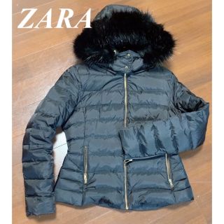 ザラ(ZARA)の年末値引　完売商品　ZARA ファー付ダウンジャケット　黒　L(ダウンジャケット)