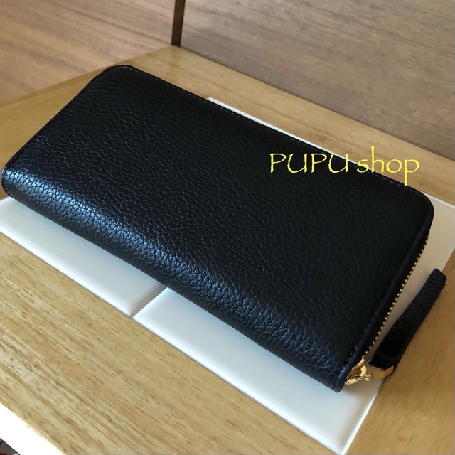 ヴェルサーチジーンズクチュール 長財布 ゴールド バックル ラウンドファスナー