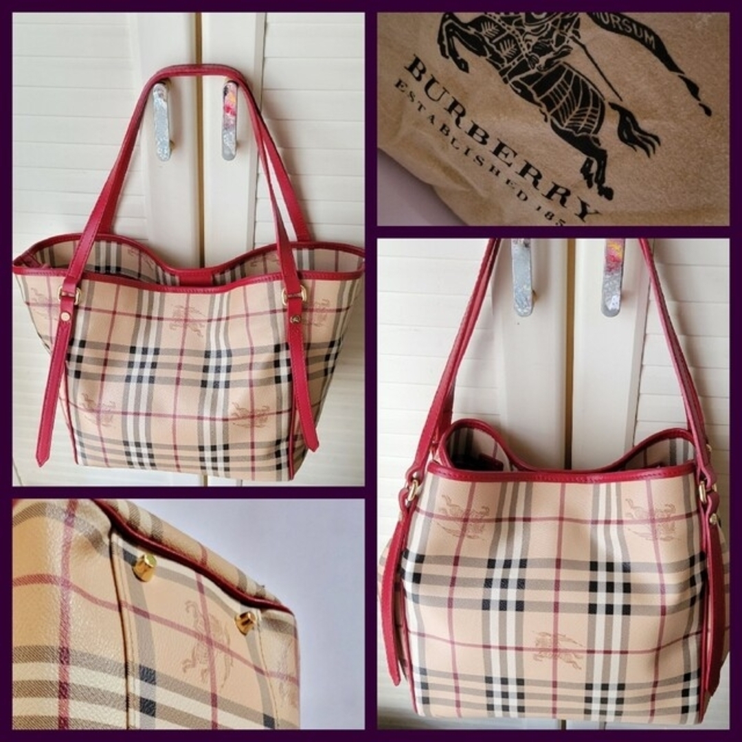 期間限定値下げ バーバリートートバッグ レッド BURBERRY-