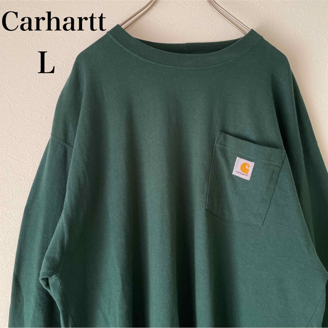 carhartt(カーハート)のCarhartt カーハート 長袖Tシャツ グリーン 緑色 古着 メンズL メンズのトップス(Tシャツ/カットソー(七分/長袖))の商品写真