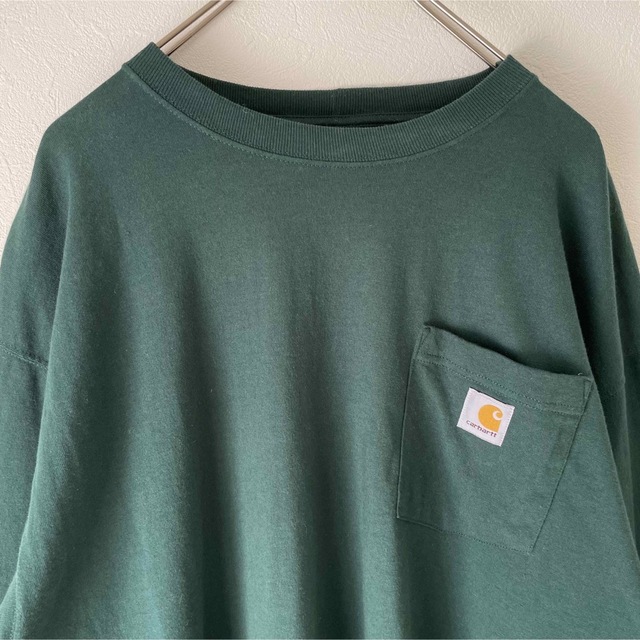 carhartt(カーハート)のCarhartt カーハート 長袖Tシャツ グリーン 緑色 古着 メンズL メンズのトップス(Tシャツ/カットソー(七分/長袖))の商品写真