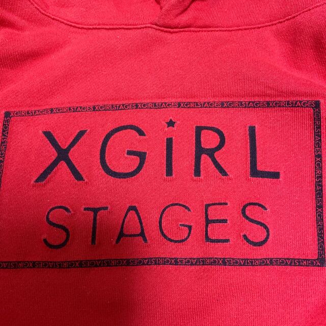 X-girl Stages(エックスガールステージス)の　エックスガールステージス　パーカー　ワンピース　チュニック　130サイズ キッズ/ベビー/マタニティのキッズ服女の子用(90cm~)(ワンピース)の商品写真