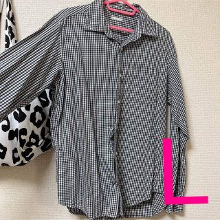 メンズ　ギンガムチェックシャツ　Lサイズ(シャツ)