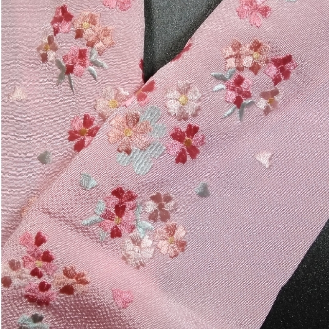振袖用 刺繍半衿 新品未使用品 ちりめん生地 ポリエステル 美品の通販
