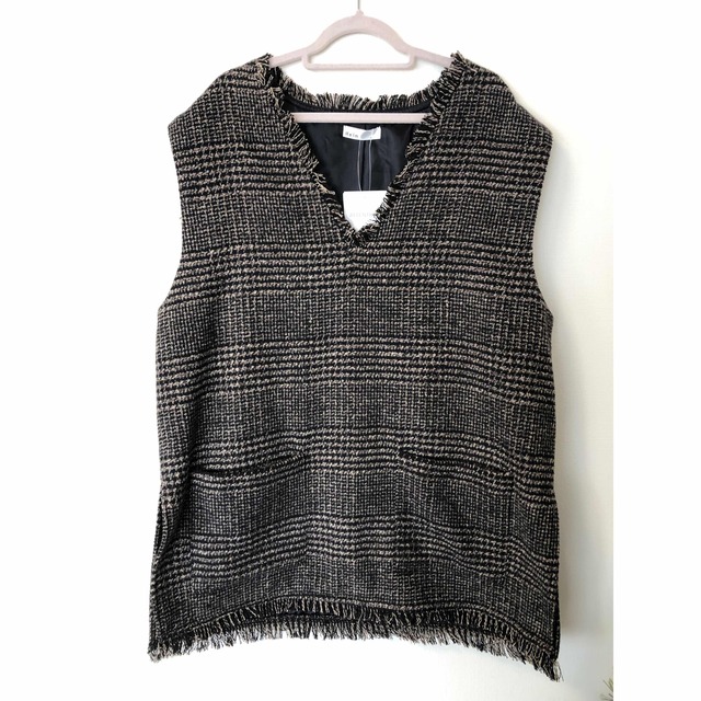 新品◎helmツイードベストフリンジジレ - トップス