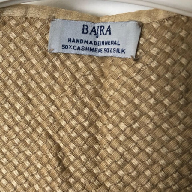 bajra カシミヤシルク レザー フリンジストール 400-3 1