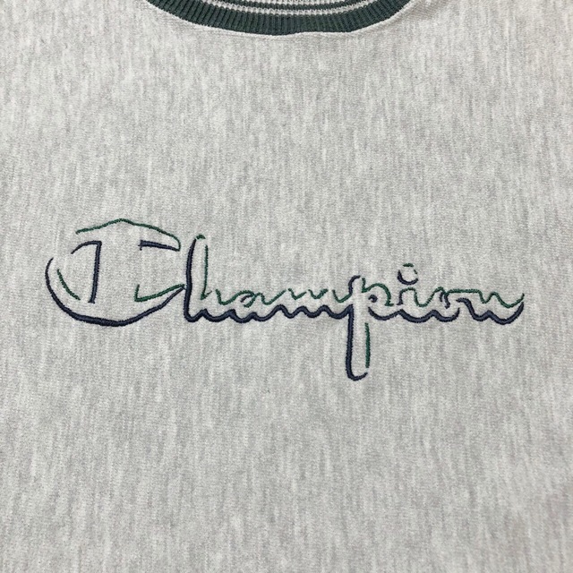 【チャンピオン】USA製リバースウィーブ刺繍ビッグロゴラインリブスウェット