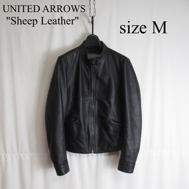 ABMATERIAL専用 UNITED ARROWS 羊革 レザー ライダース ジャケット 黒