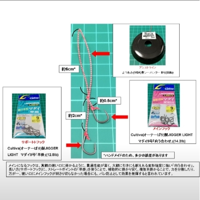 【2段針オーナーカルティバ タイラバ用フック】タイラバ用交換フック スポーツ/アウトドアのフィッシング(ルアー用品)の商品写真