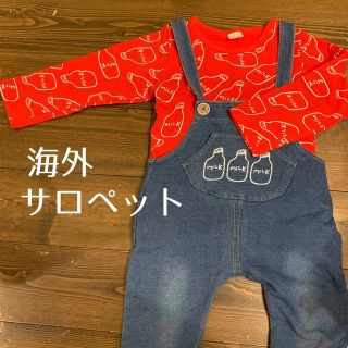 海外 キッズ 子ども XL デニム風 サロペット 単品 約100cm(その他)