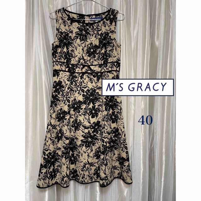 【最終値下げ】M'S GRACY 花柄ノースリーブフレアワンピース L39SGRACYのM