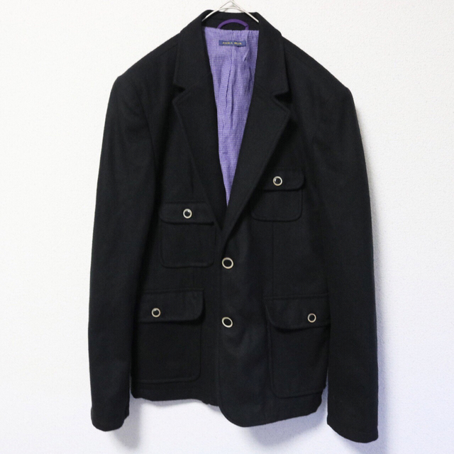 ZARA(ザラ)のZARA ザラ テーラードジャケット コート ウール ブラック Lサイズ メンズ メンズのジャケット/アウター(テーラードジャケット)の商品写真