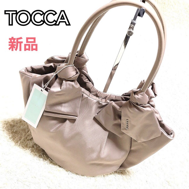 TOCCA - 95★新品タグ付き★トッカ リボントートバッグ ベージュ系　グレージュ