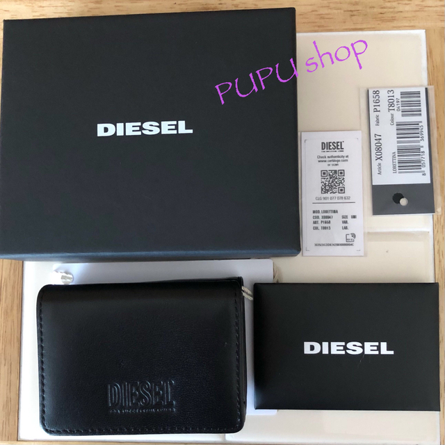 DIESEL(ディーゼル)のディーゼル 本革 三つ折り 財布 ブラック レディースのファッション小物(財布)の商品写真