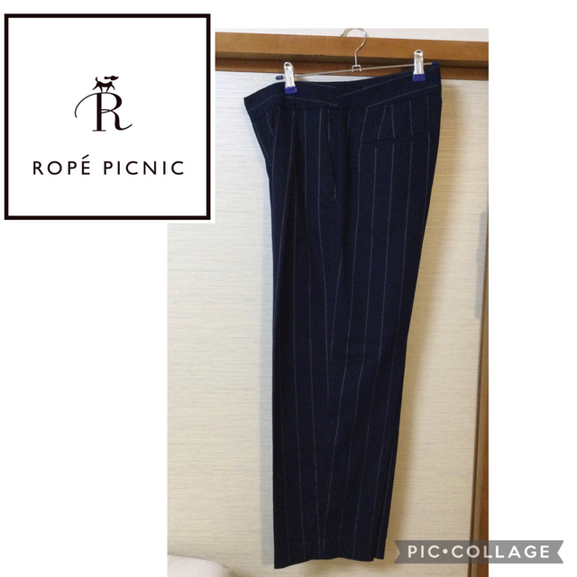 Rope' Picnic(ロペピクニック)のロペピクニック  秋冬向け　ストライプ柄パンツ 紺色　ネイビー　　 40サイズ レディースのパンツ(カジュアルパンツ)の商品写真