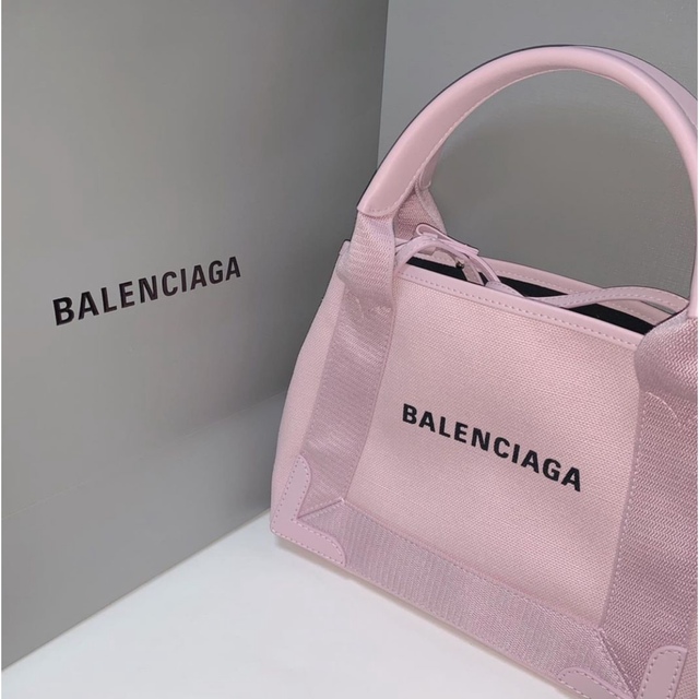 Balenciaga - バレンシアガ ネイビーカバス 限定 ピンク トートバッグ