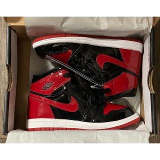 ナイキ(NIKE)のナイキ ジョーダン1 ブレッド パテント16cm NIKE JORDAN1 新品(スニーカー)