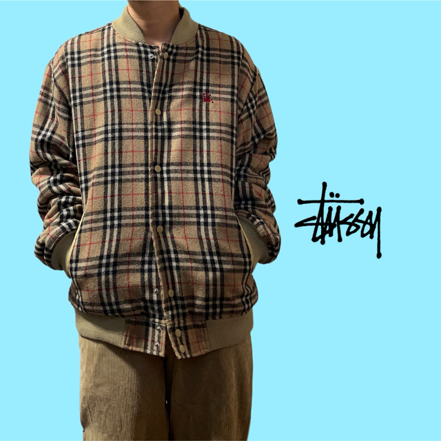 STUSSY(ステューシー)の【超希少】90s old stussy Burberry Check スタジャン メンズのジャケット/アウター(スタジャン)の商品写真