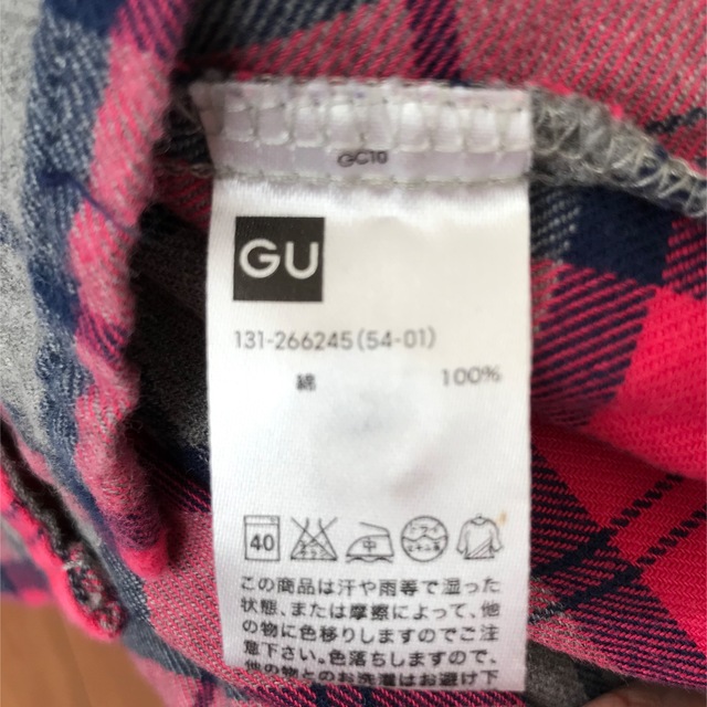 GU(ジーユー)のgu シャツワンピース　110 美品　ピンク キッズ/ベビー/マタニティのキッズ服女の子用(90cm~)(ワンピース)の商品写真