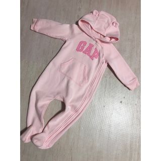 ベビーギャップ(babyGAP)のbabygapカバーオールくま耳 フード ピンク系(カバーオール)