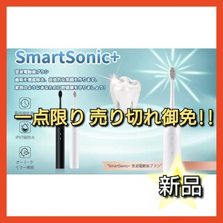 【新品】超音波電動歯ブラシ 歯垢除去 替えブラシ付 USB充電 IPX7防水(電動歯ブラシ)
