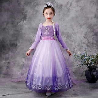 CE9紫プリンセスドレス長袖コスプレドレス120サイズ(ドレス/フォーマル)