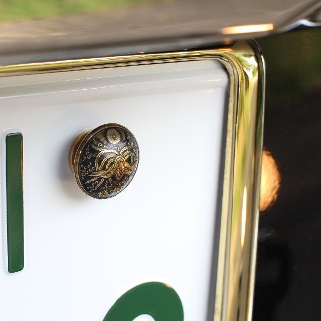 鳳凰 コンチョ付 ナンバーボルト 2個 五十銭黄銅貨 真鍮 菊紋