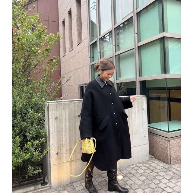 Rosy monster fuwafuwa poncho coat【black Rosy monster fuwafuwa poncho coat【black