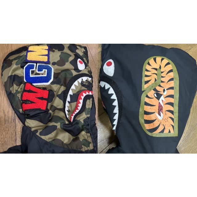 AAPE BY A BATHING APE(エーエイプバイアベイシングエイプ)の＊アベイシングエイプ シャーク フェルトパッチ ダウン フェザー ジャケット S メンズのジャケット/アウター(ダウンジャケット)の商品写真