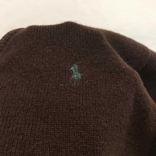 POLO RALPH LAUREN(ポロラルフローレン)の90s POLO Ralph Lauren Vネックセーター  ウール L 茶 レディースのトップス(ニット/セーター)の商品写真