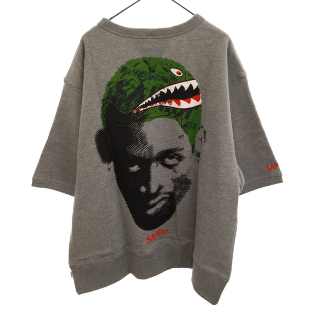 SAPEur サプール 22AW SHARKMOUTH S/S SWEAT A0022-179 シャークマウス デニスロッドマン バックプリン祖半袖スウェットプルオーバー スウェットシャツ グレー