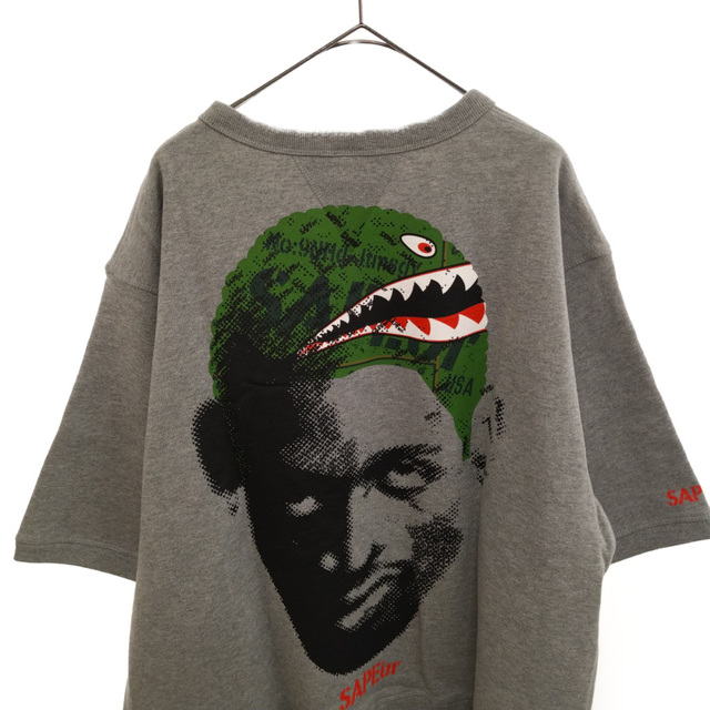 SAPEur サプール 22AW SHARKMOUTH S/S SWEAT A0022-179 シャークマウス デニスロッドマン バックプリン祖半袖スウェットプルオーバー スウェットシャツ グレー