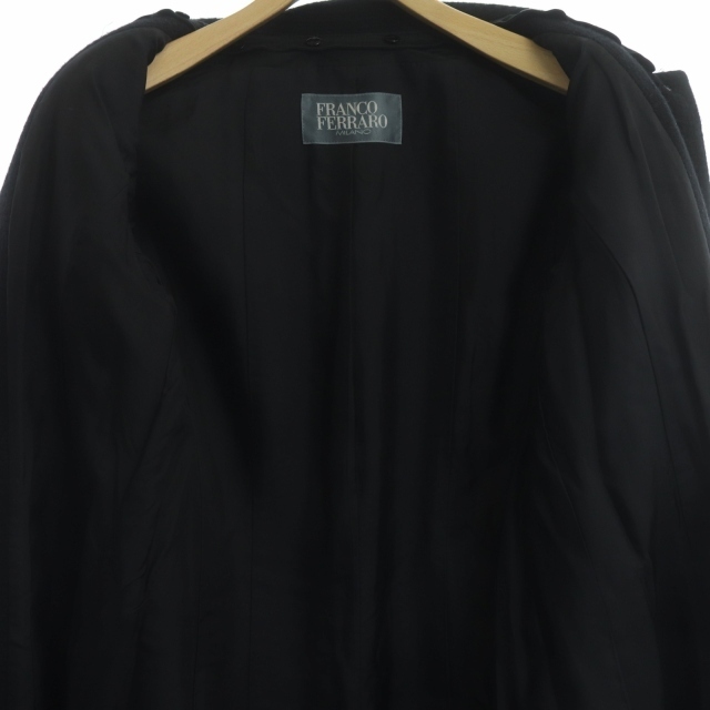 フランコフェラーロ ロングコート アウター ウール 襟付き 3 黒 ブラック 3