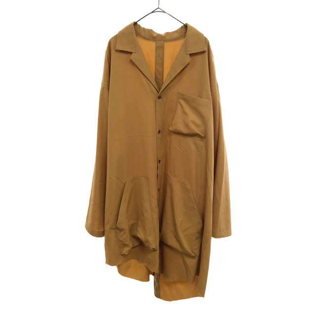 sulvam サルバム 19SS Gabardine Open Shirt SJ-B09-100 ガバディンオープンカラーシャツ ロング丈 ロングスリーブ オーバーサイズ ベージュ