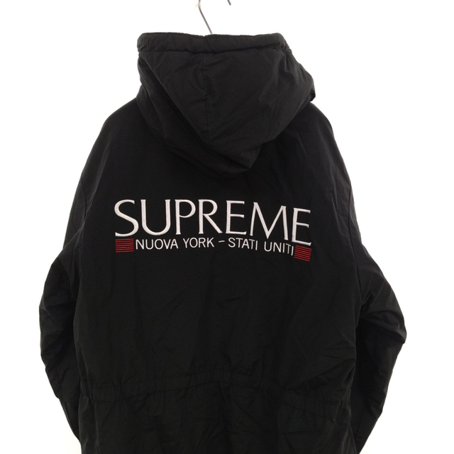 Supreme(シュプリーム)のSUPREME シュプリーム 21SS Polartec Lined Sideline Parka バックロゴ ジップアップポーラテックライナーコート ブラック メンズのジャケット/アウター(フライトジャケット)の商品写真