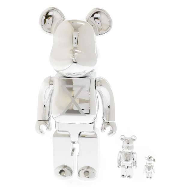 MEDICOM TOY メディコムトイ BE@RBRICK STAPLE DESIGN 50%&100%&400％ ’07 10th anniversary ステイプルデザイン ベアブリック フィギュア シルバー