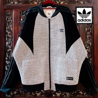 アディダス(adidas)のアディダス 新品 大きいサイズ ベロア ツイード 異素材 ジャケット ジャージ②(ジャージ)