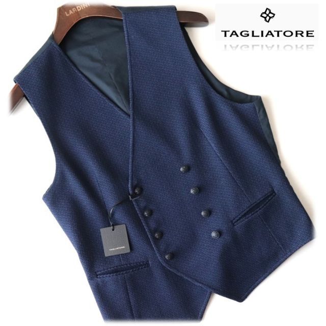 TAGLIATORE(タリアトーレ)の新品タグ付き【タリアトーレ】ダブルブレストジレ ベスト 紺 50(L-XL) メンズのトップス(ベスト)の商品写真