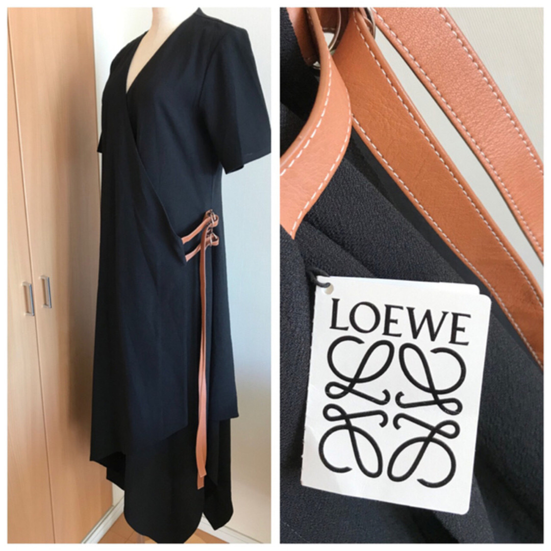 【未使用新品】ロエベ レザーストラップ ロングワンピース 人気 LOEWE
